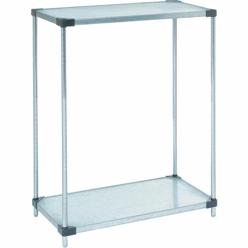 Nexel® Galvanized Steel, 2 Tier, Solid Shelving Starter Unit, 60"Wx18"Dx34"H 1 Nexel® Galvanized Steel, 2 Tier, Solid Shelving Starter Unit, 60"Wx18"Dx34"H