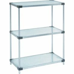 Nexel® Galvanized Steel, 3 Tier, Solid Shelving Starter Unit, 60"Wx18"Dx34"H