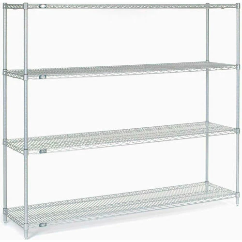 Nexel®, Nexelate®, Silver Epoxy, 5 Tier, Wire Shelving Starter Unit, 72"W x 18"D x 74"H 1 Nexel®, Nexelate®, Silver Epoxy, 5 Tier, Wire Shelving Starter Unit, 72"W x 18"D x 74"H