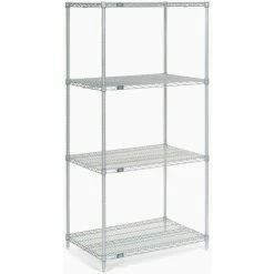 Nexel® Chrome, 5 Tier, Wire Shelving Starter Unit, 24"W x 21"D x 86"H