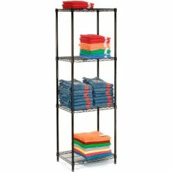 Nexel® Black Epoxy, 5 Tier, Wire Shelving Starter Unit, 24"W x 24"D x 63"H
