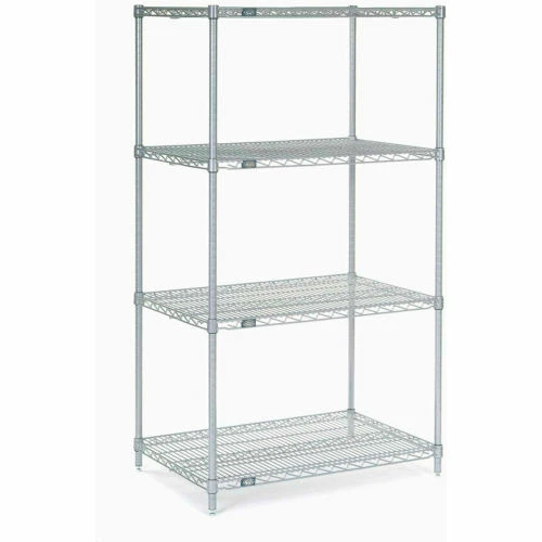 Nexel®, Nexelate®, Silver Epoxy, 5 Tier, Wire Shelving Starter Unit, 36"W x 24"D x 63"H 1 Nexel®, Nexelate®, Silver Epoxy, 5 Tier, Wire Shelving Starter Unit, 36"W x 24"D x 63"H