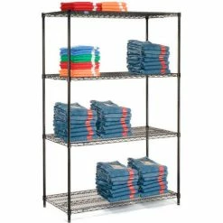 Nexel® Black Epoxy, 5 Tier, Wire Shelving Starter Unit, 48"W x 24"D x 63"H