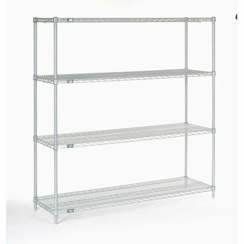 Nexel®, Nexelate®, Silver Epoxy, 5 Tier, Wire Shelving Starter Unit, 54"W x 24"D x 63"H 1 Nexel®, Nexelate®, Silver Epoxy, 5 Tier, Wire Shelving Starter Unit, 54"W x 24"D x 63"H
