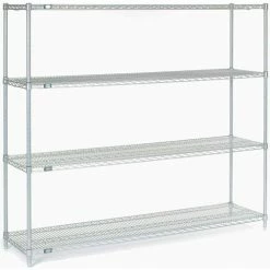 Nexel®, Nexelate®, Silver Epoxy, 5 Tier, Wire Shelving Starter Unit, 72"W x 24"D x 86"H