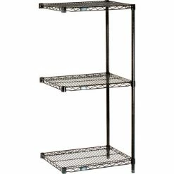 Nexel® Black Epoxy, 3 Tier, Wire Shelving Add-On Unit, 30"W x 14"D x 34"H