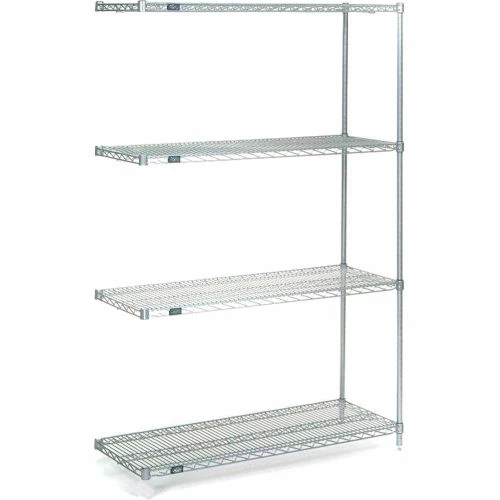 Nexel® Stainless Steel, 4 Tier, Wire Shelving Add-On Unit, 36"W x 14"D x 74"H 1 Nexel® Stainless Steel, 4 Tier, Wire Shelving Add-On Unit, 36"W x 14"D x 74"H