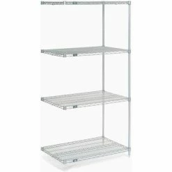 Nexel® Chrome, 5 Tier, Wire Shelving Add-On Unit, 24"W x 18"D x 74"H
