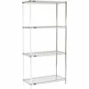 Nexel® Chrome, 5 Tier, Wire Shelving Add-On Unit, 36"W x 18"D x 86"H