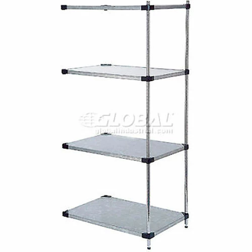 Nexel® Galvanized Steel, 4 Tier, Solid Shelving Add-On Unit, 42"Wx18"Dx54"H 13 Nexel® Galvanized Steel, 4 Tier, Solid Shelving Add-On Unit, 42"Wx18"Dx54"H - Image 13
