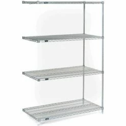 Nexel® Chrome, 5 Tier, Wire Shelving Add-On Unit, 72"W x 18"D x 74"H