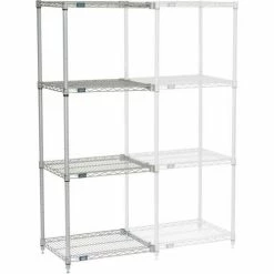 Nexel®, Nexelate®, Silver Epoxy, 5 Tier, Wire Shelving Add-On Unit, 24"W x 21"D x 74"H