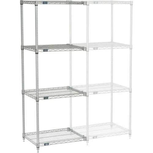 Nexel®, Nexelate®, Silver Epoxy, 5 Tier, Wire Shelving Add-On Unit, 24"W x 21"D x 74"H 1 Nexel®, Nexelate®, Silver Epoxy, 5 Tier, Wire Shelving Add-On Unit, 24"W x 21"D x 74"H