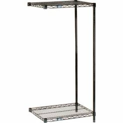 Nexel® Black Epoxy, 2 Tier, Wire Shelving Add-On Unit, 36"W x 21"D x 34"H
