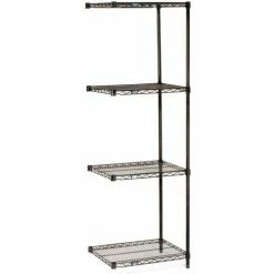 Nexel® Black Epoxy, 5 Tier, Wire Shelving Add-On Unit, 24"W x 24"D x 74"H