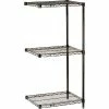 Nexel® Black Epoxy, 3 Tier, Wire Shelving Add-On Unit, 30"W x 24"D x 34"H