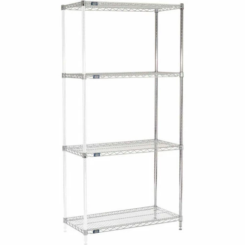 Nexel® Chrome, 5 Tier, Wire Shelving Add-On Unit, 36"W x 24"D x 63"H 1 Nexel® Chrome, 5 Tier, Wire Shelving Add-On Unit, 36"W x 24"D x 63"H