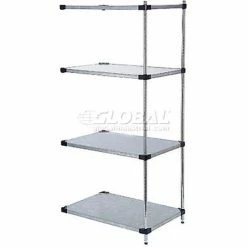 Nexel® Galvanized Steel, 5 Tier, Solid Shelving Add-On Unit, 42"Wx24"Dx86"H