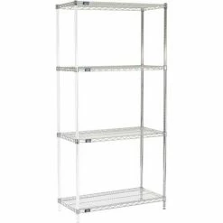 Nexel® Chrome, 5 Tier, Wire Shelving Add-On Unit, 48"W x 24"D x 74"H