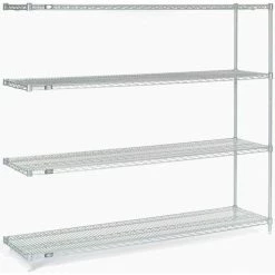 Nexel®, Nexelate®, Silver Epoxy, 5 Tier, Wire Shelving Add-On Unit, 72"W x 24"D x 86"H