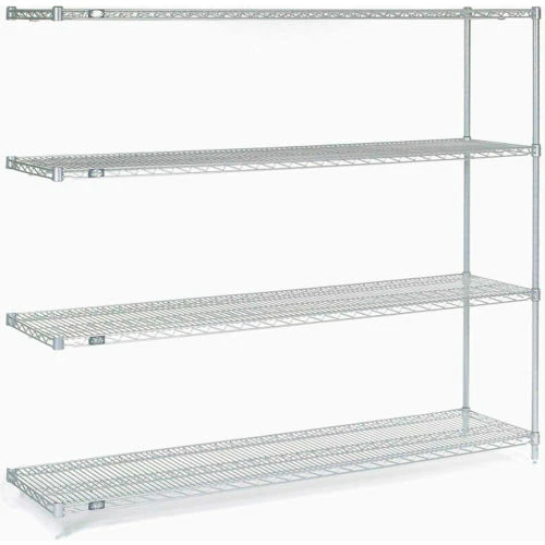 Nexel®, Nexelate®, Silver Epoxy, 5 Tier, Wire Shelving Add-On Unit, 72"W x 24"D x 86"H 1 Nexel®, Nexelate®, Silver Epoxy, 5 Tier, Wire Shelving Add-On Unit, 72"W x 24"D x 86"H