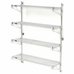 Nexel® Poly-Green® Wall Mount Wire Shelving - 24"W x 18"D x 63"H 4-Shelf Starter