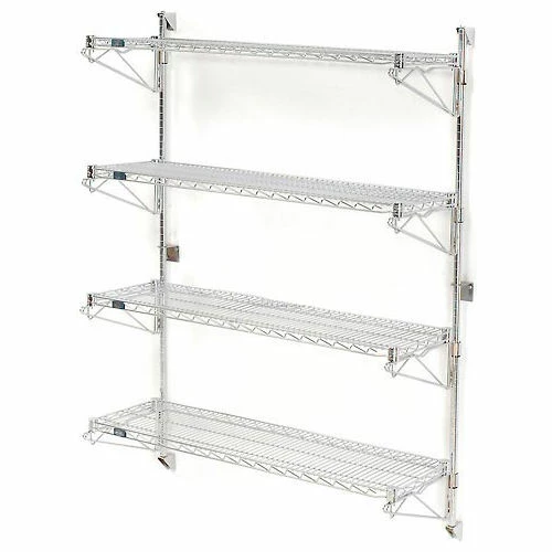 Nexel® Poly-Green® Wall Mount Wire Shelving - 36"W x 24"D x 63"H 4-Shelf Starter 1 Nexel® Poly-Green® Wall Mount Wire Shelving - 36"W x 24"D x 63"H 4-Shelf Starter