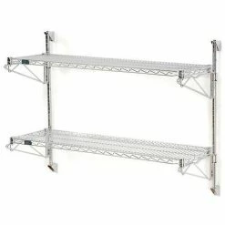 Nexel® Poly-Green® Wall Mount Wire Shelving - 48"W x 14"D x 34"H 2-Shelf Starter