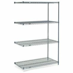 Nexel® Nexelon®, 4 Tier, Wire Shelving Add-On Unit, 36"W x 14"D x 74"H 7 Nexel® Nexelon®, 4 Tier, Wire Shelving Add-On Unit, 36"W x 14"D x 74"H -Shelving Sales Store GLP 797532