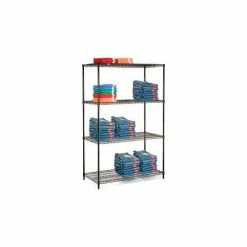 Nexel® Black Epoxy, 4 Tier, Wire Shelving Starter Unit, 42"W x 18"D x 74"H 37 Nexel® Black Epoxy, 4 Tier, Wire Shelving Starter Unit, 42"W x 18"D x 74"H -Shelving Sales Store GOI 797365