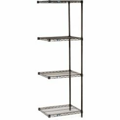 Nexel® Black Epoxy, 4 Tier, Wire Shelving Add-On Unit, 72"W x 18"D x 74"H 21 Nexel® Black Epoxy, 4 Tier, Wire Shelving Add-On Unit, 72"W x 18"D x 74"H -Shelving Sales Store GOI 797377