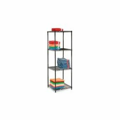 Nexel® Black Epoxy, 4 Tier, Wire Shelving Starter Unit, 24"W x 24"D x 74"H 35 Nexel® Black Epoxy, 4 Tier, Wire Shelving Starter Unit, 24"W x 24"D x 74"H -Shelving Sales Store GOI 797378