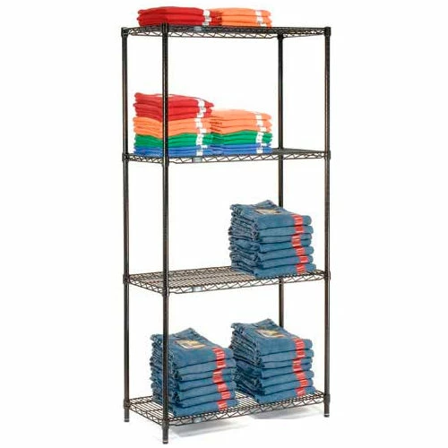 Nexel® Black Epoxy, 4 Tier, Wire Shelving Starter Unit, 36"W x 24"D x 74"H 19 Nexel® Black Epoxy, 4 Tier, Wire Shelving Starter Unit, 36"W x 24"D x 74"H - Image 19