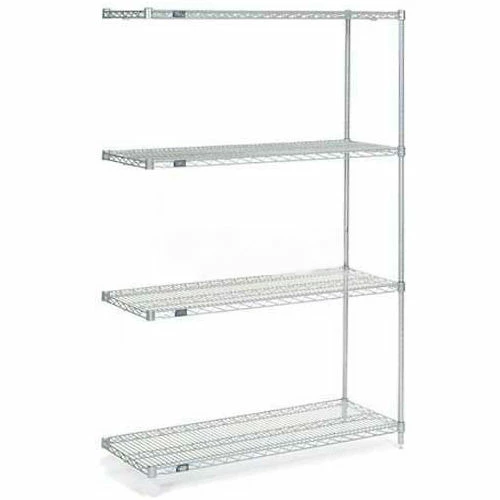 Nexel®, Nexelate®, Silver Epoxy, 4 Tier, Wire Shelving Add-On Unit, 48"W x 21"D x 54"H 4 Nexel®, Nexelate®, Silver Epoxy, 4 Tier, Wire Shelving Add-On Unit, 48"W x 21"D x 54"H - Image 4