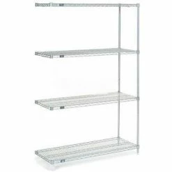 Nexel®, Nexelate®, Silver Epoxy, 4 Tier, Wire Shelving Add-On Unit, 42"W x 24"D x 54"H 7 Nexel®, Nexelate®, Silver Epoxy, 4 Tier, Wire Shelving Add-On Unit, 42"W x 24"D x 54"H -Shelving Sales Store GOI 797688