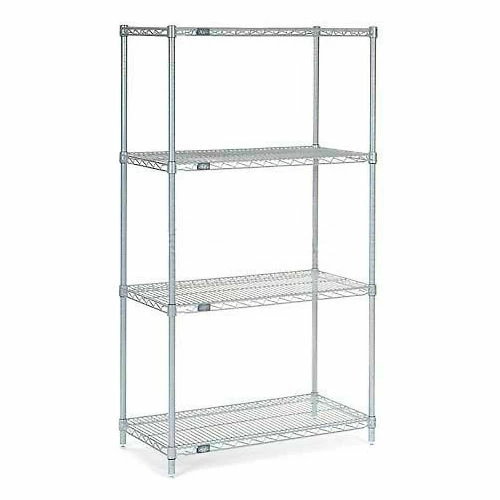 Nexel®, Nexelate®, Silver Epoxy, 4 Tier, Wire Shelving Starter Unit, 24"W x 21"D x 63"H 13 Nexel®, Nexelate®, Silver Epoxy, 4 Tier, Wire Shelving Starter Unit, 24"W x 21"D x 63"H - Image 13