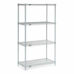 Nexel®, Nexelate®, Silver Epoxy, 4 Tier, Wire Shelving Starter Unit, 24"W x 24"D x 86"H 23 Nexel®, Nexelate®, Silver Epoxy, 4 Tier, Wire Shelving Starter Unit, 24"W x 24"D x 86"H -Shelving Sales Store GOI 797826