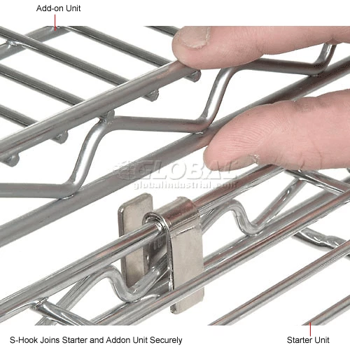 Nexel® Chrome, 4 Tier, Wire Shelving Add-On Unit, 60"W x 14"D x 54"H 6 Nexel® Chrome, 4 Tier, Wire Shelving Add-On Unit, 60"W x 14"D x 54"H - Image 6