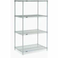 Nexel®, Nexelate®, Silver Epoxy, 4 Tier, Wire Shelving Starter Unit, 30"W x 18"D x 63"H