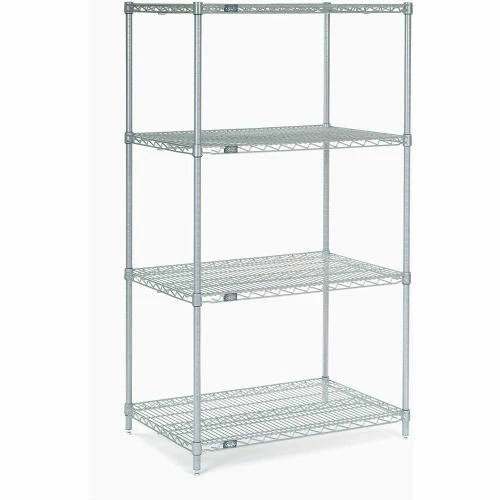 Nexel®, Nexelate®, Silver Epoxy, 4 Tier, Wire Shelving Starter Unit, 30"W x 24"D x 54"H 1 Nexel®, Nexelate®, Silver Epoxy, 4 Tier, Wire Shelving Starter Unit, 30"W x 24"D x 54"H