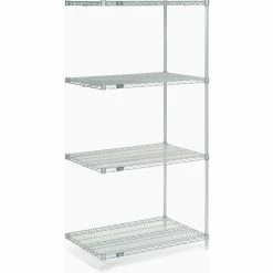Nexel® Poly-Z-Brite®, 4 Tier, Wire Shelving Add-On Unit, 24"W x 14"D x 54"H