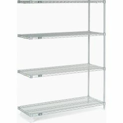 Nexel®, Nexelate®, Silver Epoxy, 4 Tier, Wire Shelving Add-On Unit, 48"W x 18"D x 63"H