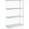 Nexel®, Nexelate®, Silver Epoxy, 4 Tier, Wire Shelving Add-On Unit, 48"W x 18"D x 74"H