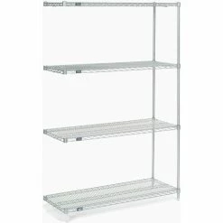 Nexel® Poly-Z-Brite®, 4 Tier, Wire Shelving Add-On Unit, 54"W x 18"D x 54"H