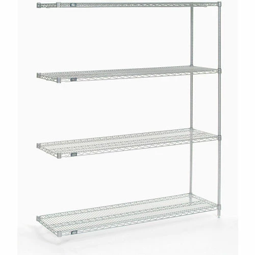Nexel® Poly-Z-Brite®, 4 Tier, Wire Shelving Add-On Unit, 60"W x 18"D x 54"H 1 Nexel® Poly-Z-Brite®, 4 Tier, Wire Shelving Add-On Unit, 60"W x 18"D x 54"H