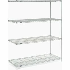 Nexel® Poly-Z-Brite®, 4 Tier, Wire Shelving Add-On Unit, 54"W x 24"D x 74"H