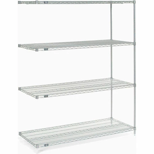 Nexel® Poly-Z-Brite®, 4 Tier, Wire Shelving Add-On Unit, 54"W x 24"D x 74"H 1 Nexel® Poly-Z-Brite®, 4 Tier, Wire Shelving Add-On Unit, 54"W x 24"D x 74"H