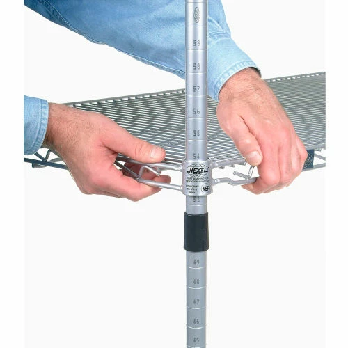 Nexel®, Nexelate®, Silver Epoxy, 4 Tier, Wire Shelving Starter Unit, 24"W x 18"D x 74"H 6 Nexel®, Nexelate®, Silver Epoxy, 4 Tier, Wire Shelving Starter Unit, 24"W x 18"D x 74"H - Image 6