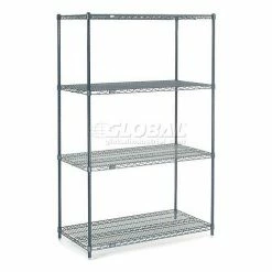 Nexel® Nexelon®, 4 Tier, Wire Shelving Starter Unit, 48"W x 18"D x 74"H