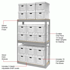 Global Industrial™ Record Storage Open With Boxes 42"WX15"DX60"H - Gray 30 Global Industrial™ Record Storage Open With Boxes 42"WX15"DX60"H - Gray -Shelving Sales Store x130113 1wco